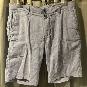 Mens Tommy Bahama White Blue Striped Linen Blend Shorts Size 34